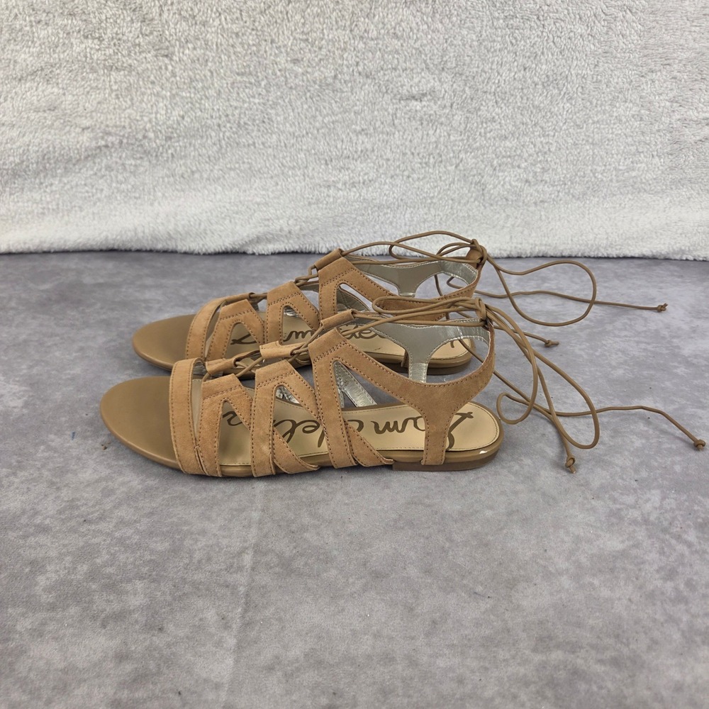 Sam Edelman Boyden Tan Suede Lace Up Gladiator Sandals Womens 10 Flat Strappy